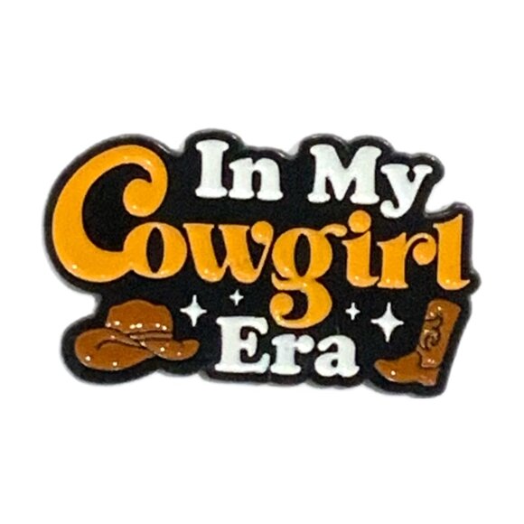 In My Cowgirl Era Hat Boots Funny Enamel Pin Brown White Black - Picture 5 of 5